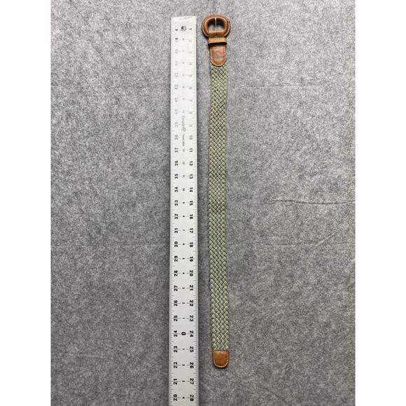 Eddie Bauer Belt Womens XS Green Braided Woven Tan Faux Leather Vintage - Picture 9 of 10